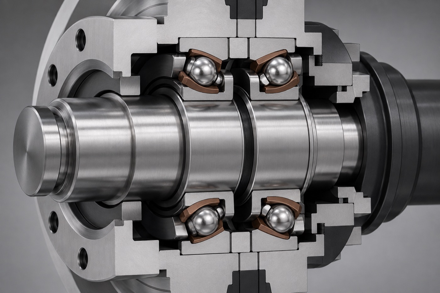 Matched angular contact bearing arrangement in a CNC spindle