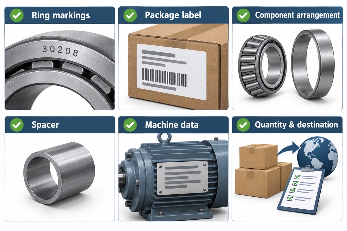 Photographs required to identify a tapered roller bearing assembly