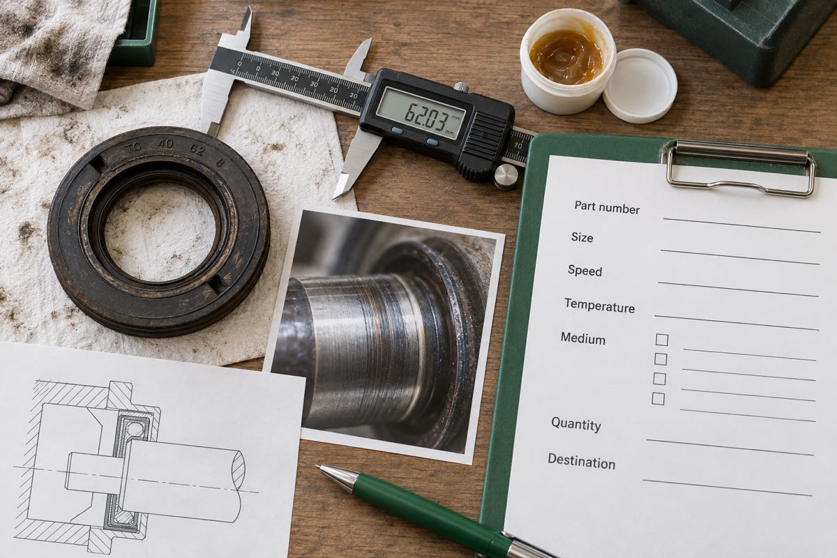 Oil seal RFQ checklist with dimensions operating data and shaft inspection