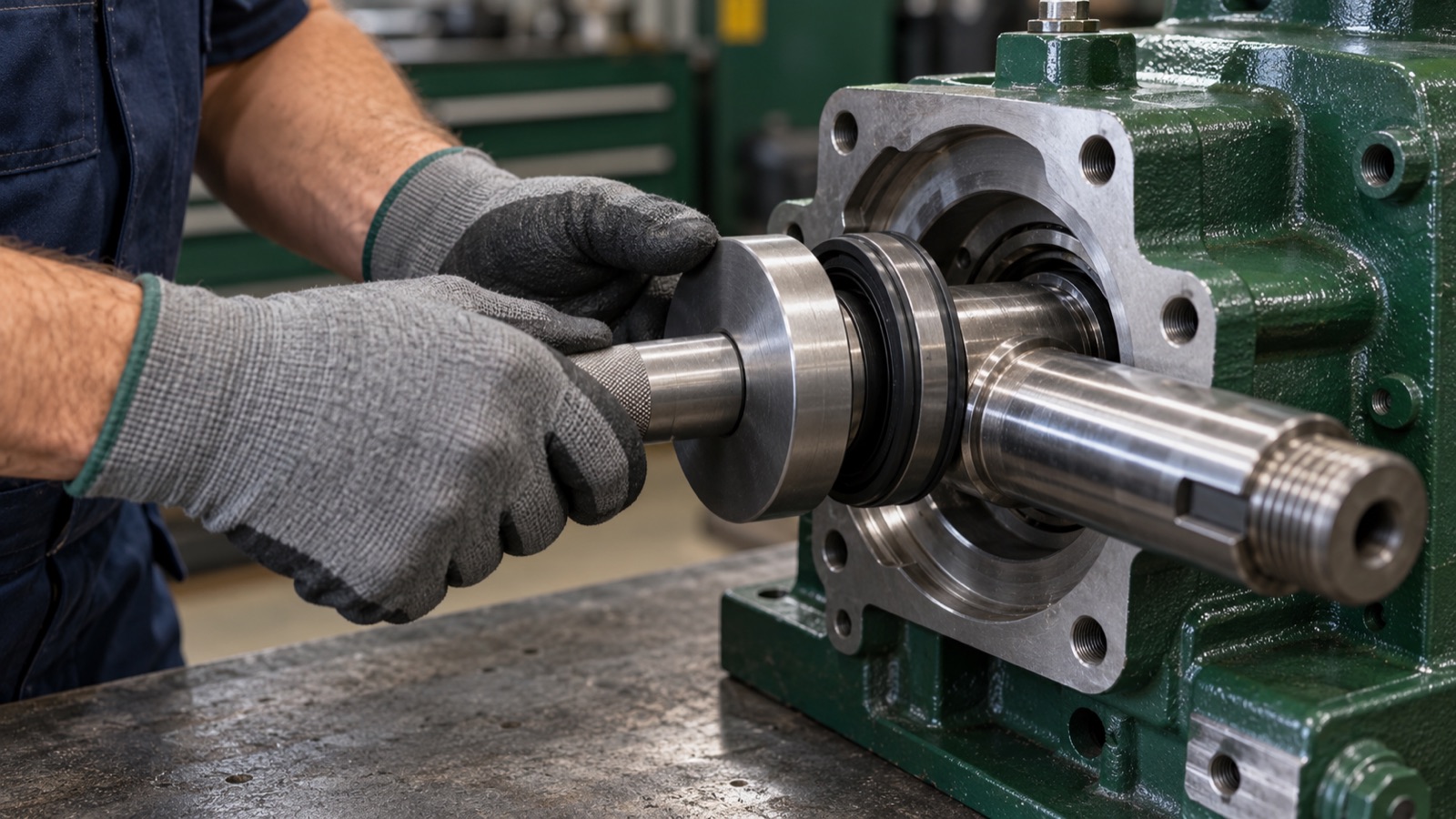 TC oil seal installation and shaft inspection